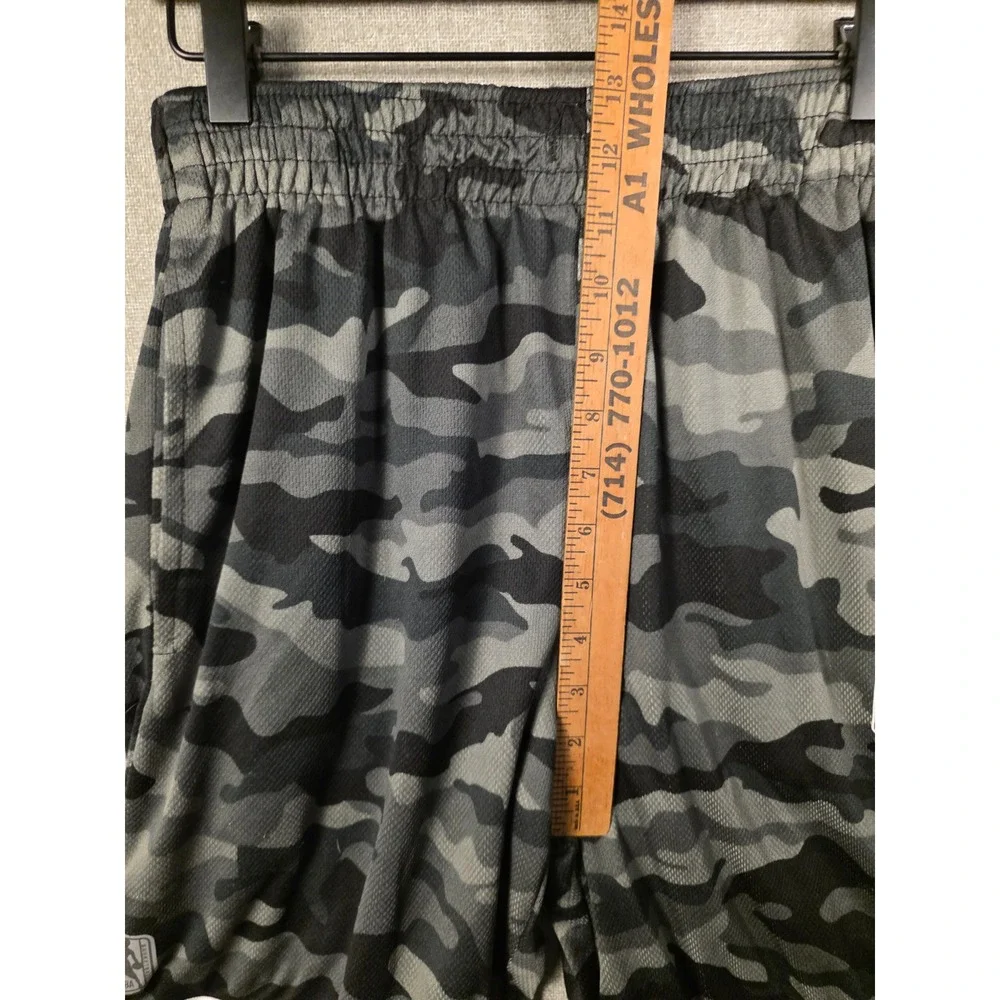 NBA Mens Camo Basketball Shorts Grey Black Mesh Athletic Size Small